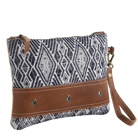 Blue Geometric Wristlet
