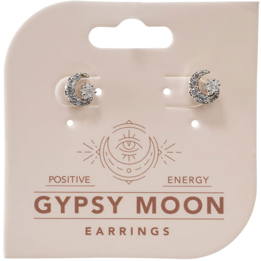 Silver Color Moon and Star Studs