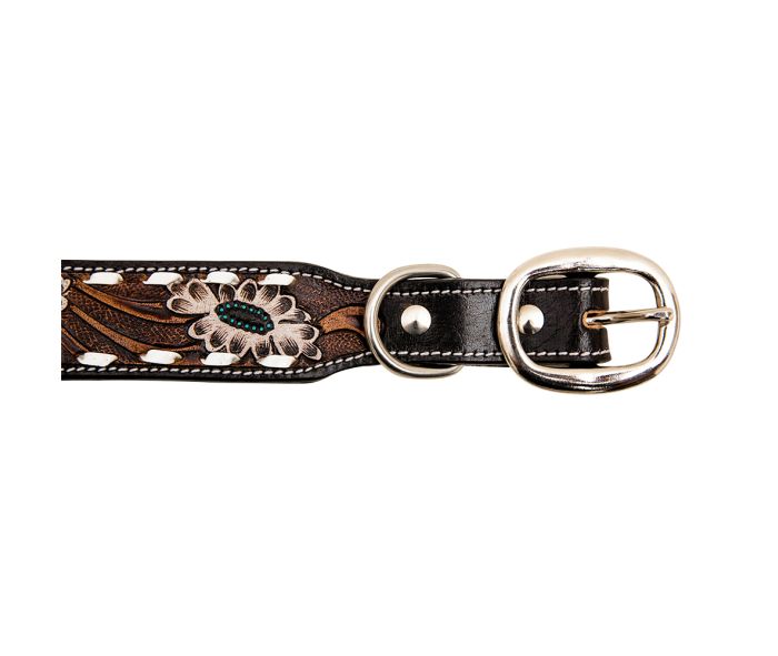 Hotshots Hand-Tooled Leather Dog Collar