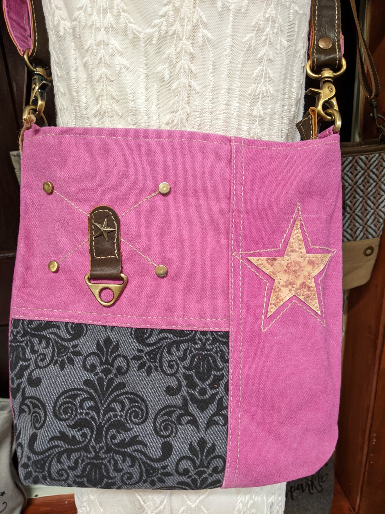 Pink and Black Star Shoulder Bag