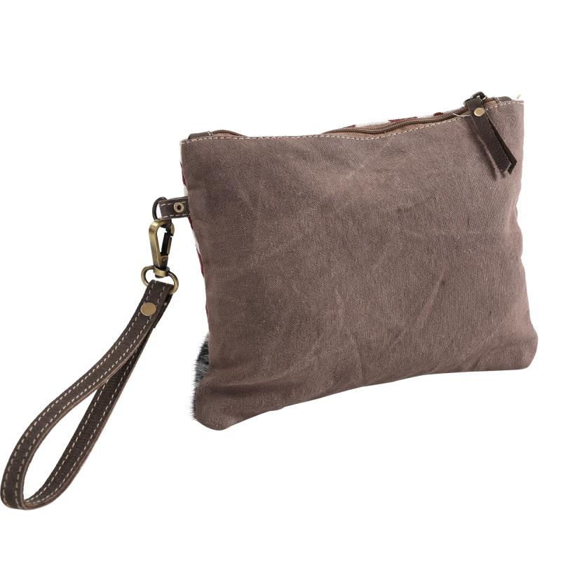 Vertical Red Rug Wristlet with Suede