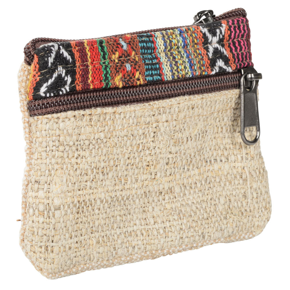 Double Zipper Hemp Coin Purse