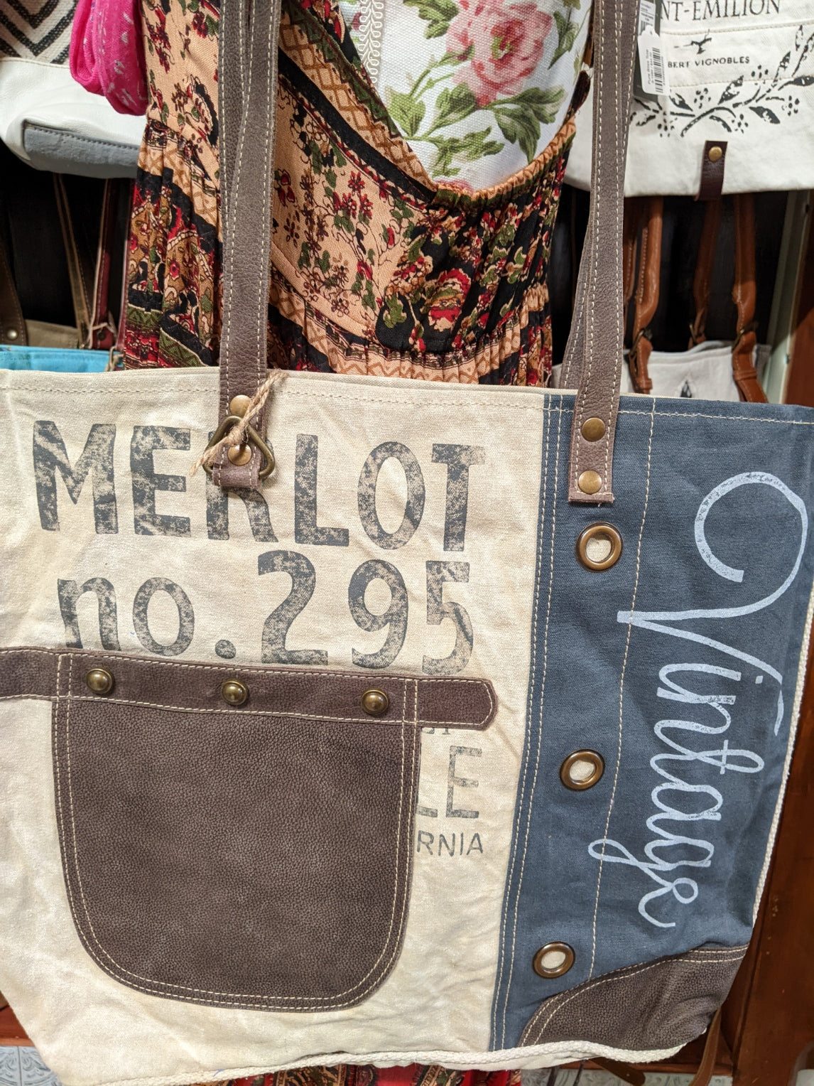 Vintage Merlot Canvas Tote