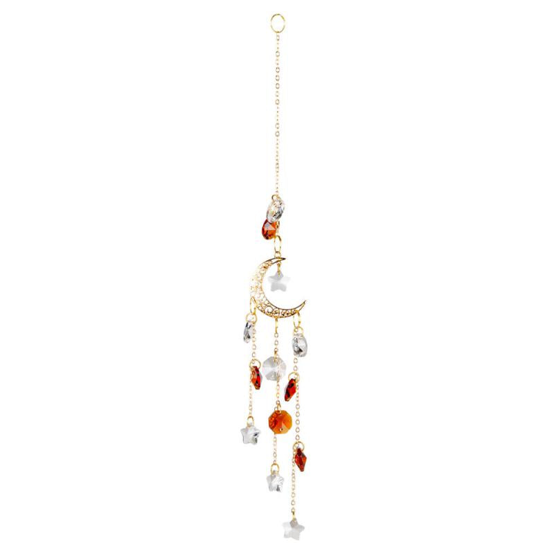 Amber Crystal Moon Suncatcher