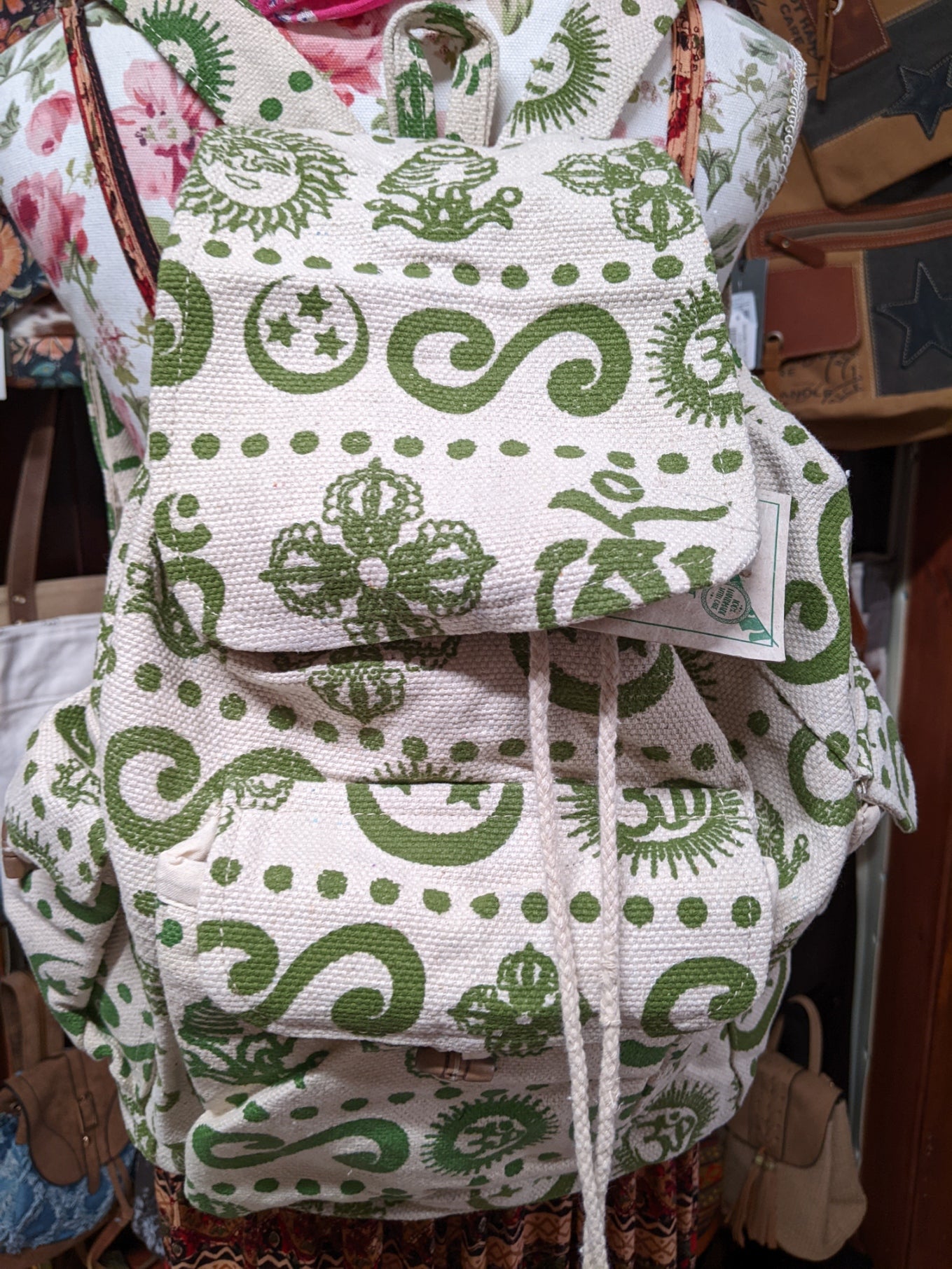 Green Henna Print Backpack