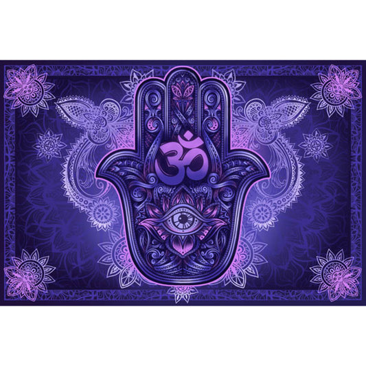 Monotone Hamsa Tapestry