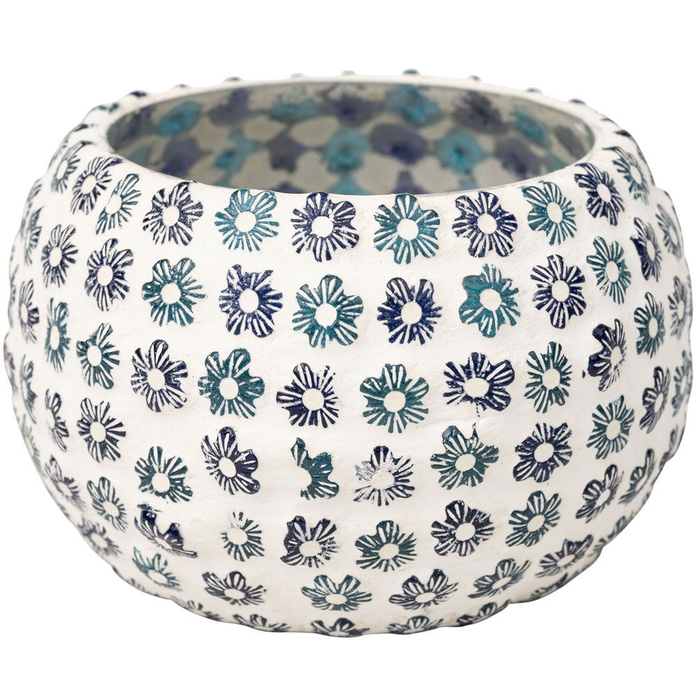 Blue Flower Mosaic Candle Holder