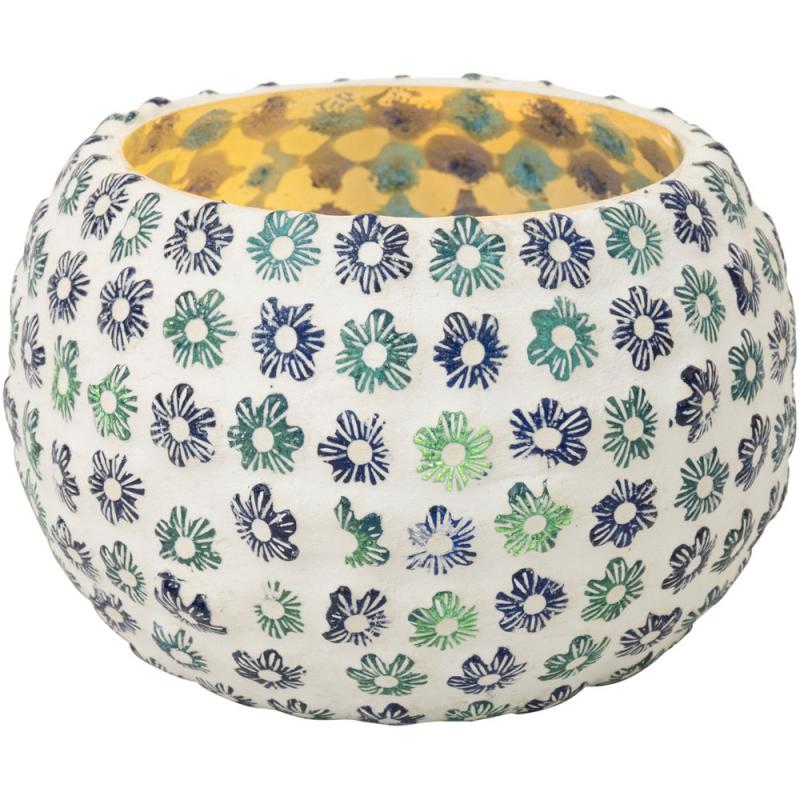 Blue Flower Mosaic Candle Holder