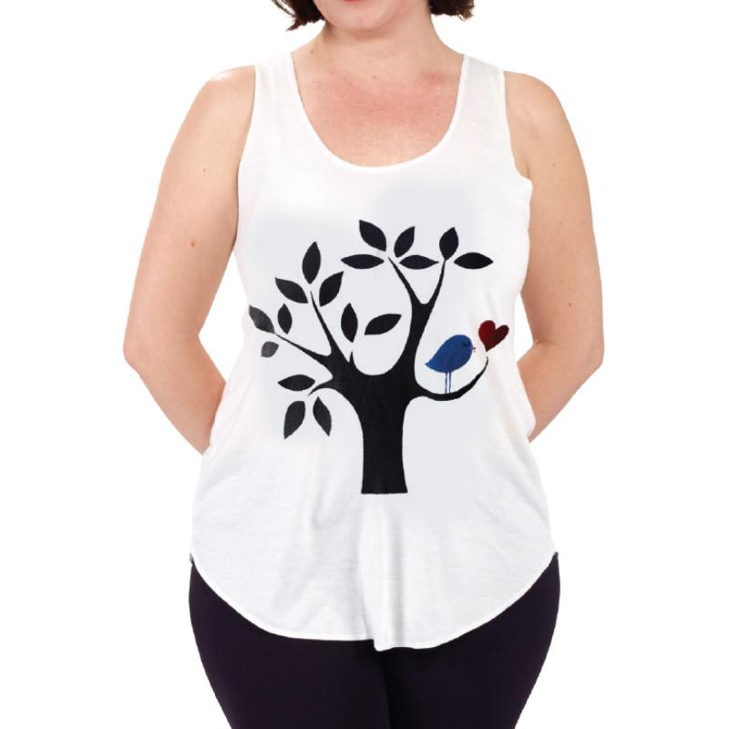 Love Bird on a Tree Graphic Tank (Black)