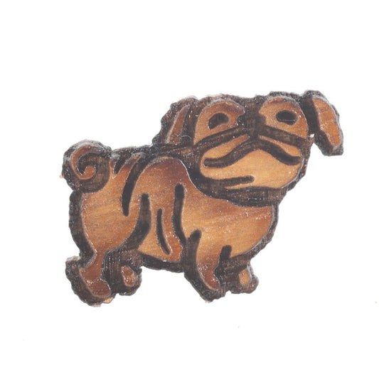 Standing Dog Wood Stud Earring