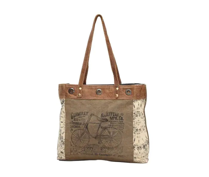 Bi-Cycle Print Canvas Tote