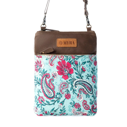 Paisley Spring Floral Crossbody in Turquoise