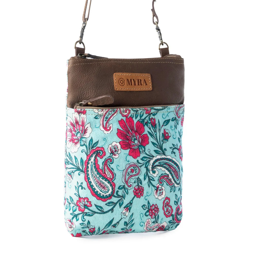 Paisley Spring Floral Crossbody in Turquoise