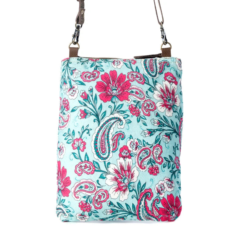 Paisley Spring Floral Crossbody in Turquoise