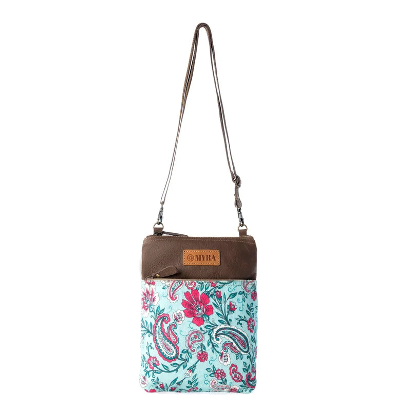 Paisley Spring Floral Crossbody in Turquoise