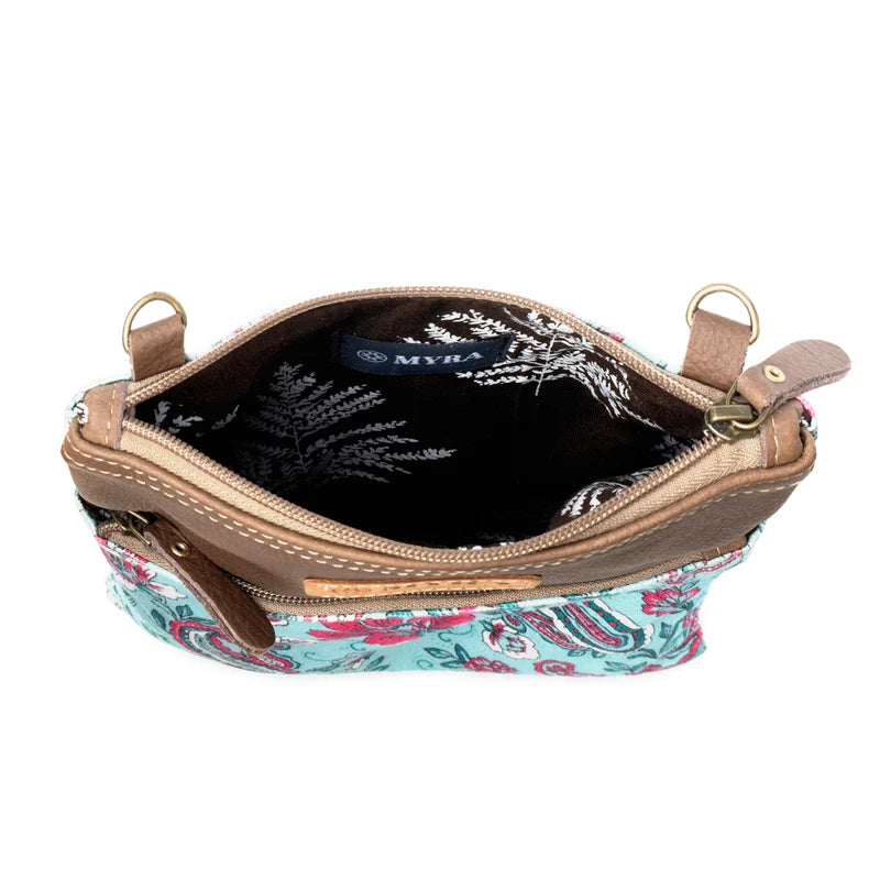 Paisley Spring Floral Crossbody in Turquoise