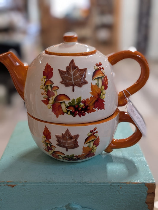 Happy Fall Teapot w/ Mug Set