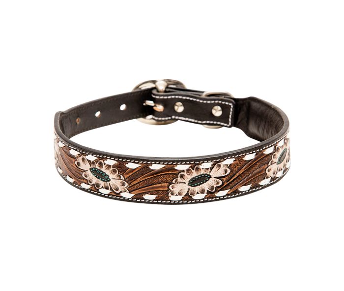 Hotshots Hand-Tooled Leather Dog Collar