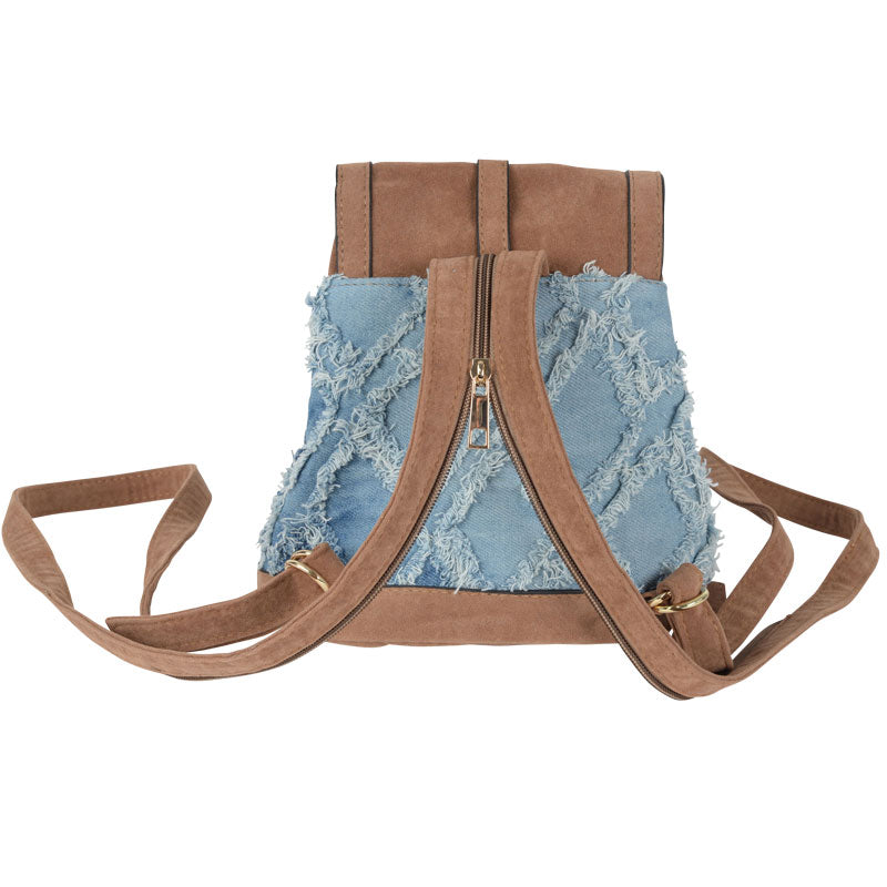 Small Denim & Vegan Leather Backpack