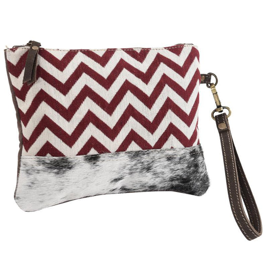 Vertical Red Rug Wristlet with Suede