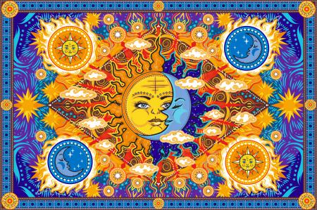 Fire Sun & Moon Tapestry