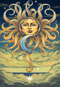 3D Single Sun and Moon Tapestry