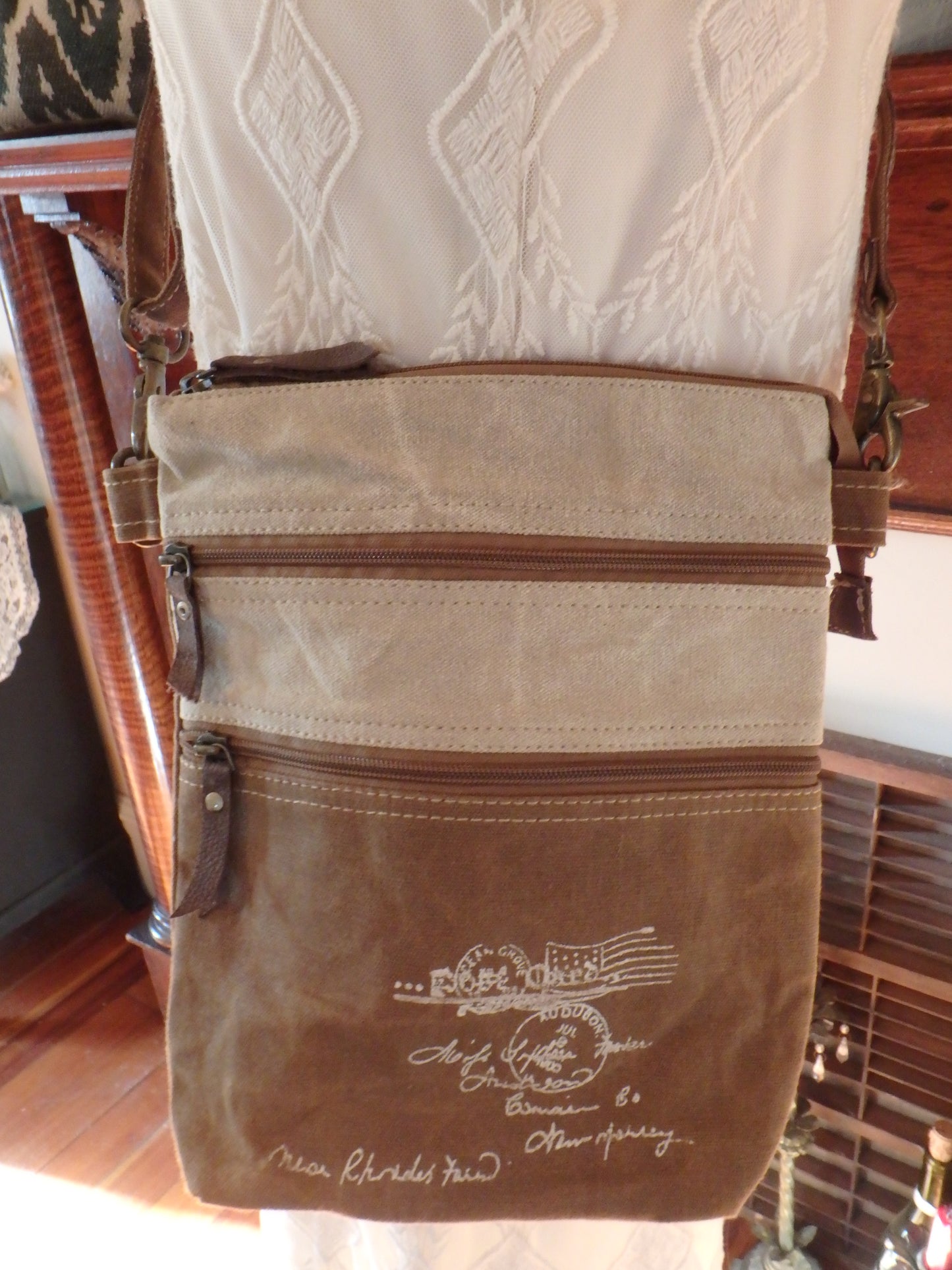 Double Zipper Postcard Crossbody Bag